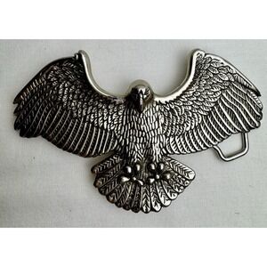 Vintage Classico Italia Eagle Belt Buckle Silver Tone A136 Western Biker 5x3"